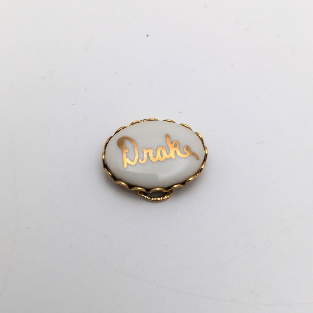 Custom Name 'Drake' Ceramic Bead in Gold